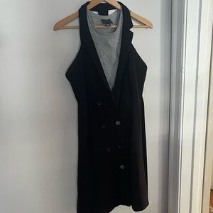 Maeve Black Double-Breasted Midi Vest Dress